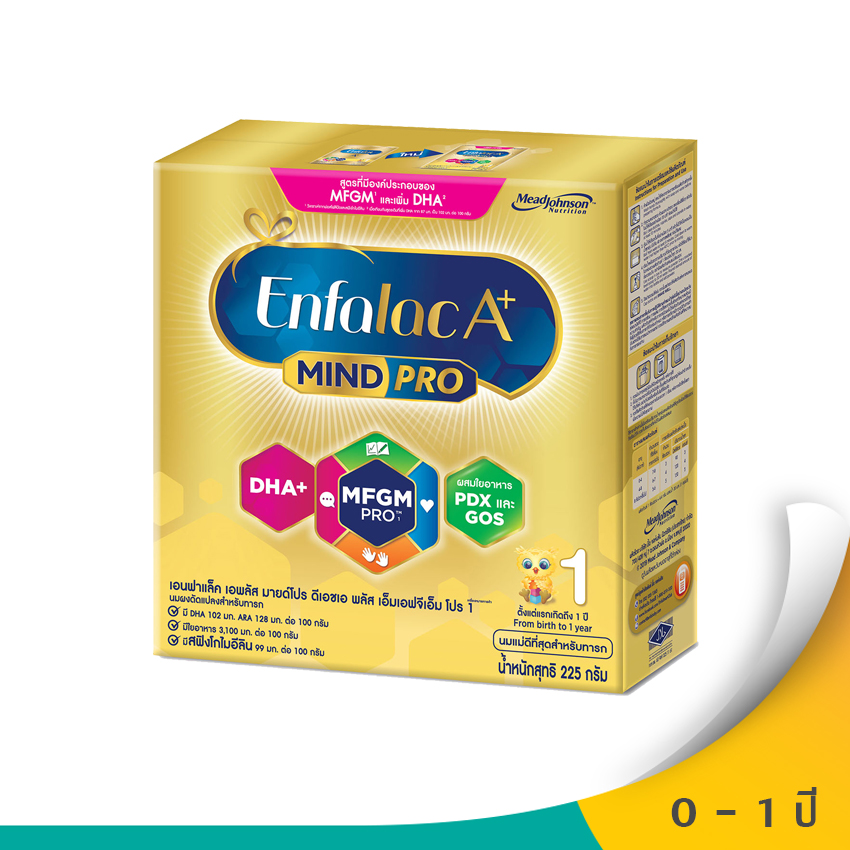 ENFALAC เอนฟาแลค นมผงสำหรับเด็ก ช่วงวัยที่ 1 เอพลัส 360ํ ดีเอชเอพลัส เอ็มเอฟจีเอ็ม โปร 225 กรัม
