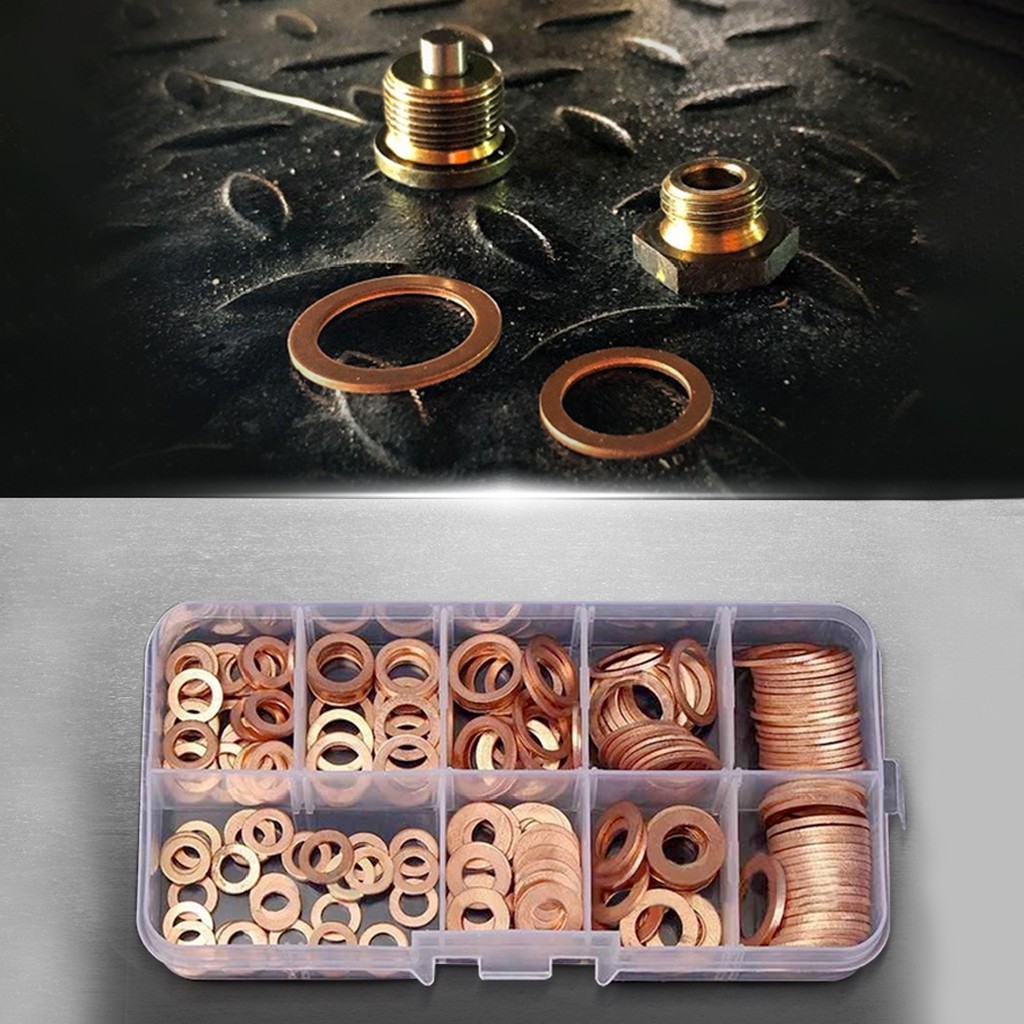 แหวนปะเก็นทองแดง ตัวน็อตแหวน สลักเกลียว ทองแดง สำหรับงานไม้ แหวนรองปะเก็น Copper Gasket Nut & Bolt
