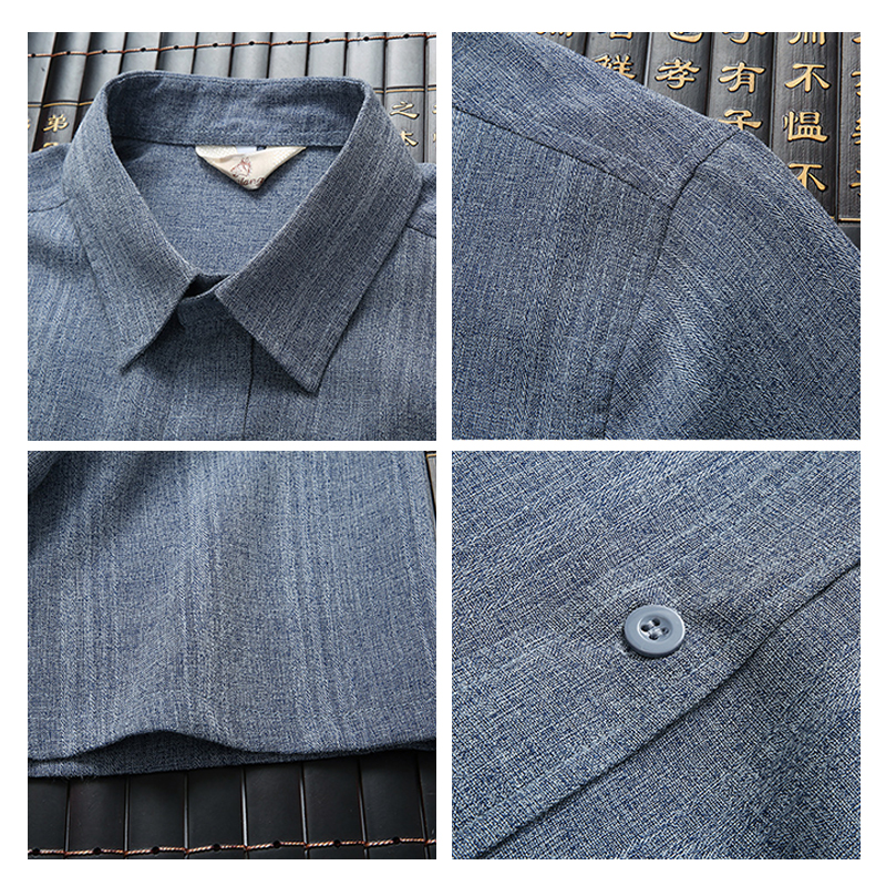 Men's Short Sleeve Cotton Linen Shirts Casual Plus Size Linen Shirts