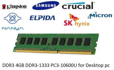 DDR3 4GB-1333 PC3-10600U for Desktop pc บัส 1333 คละแบรนด์ดัง