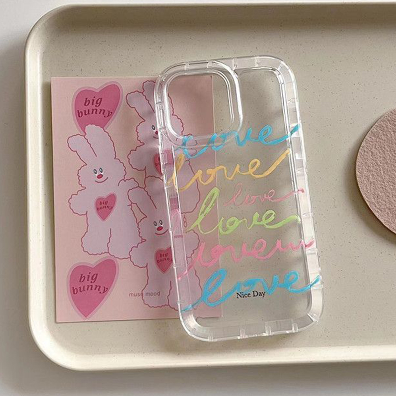 For IPhone 13 Pro Max IPhone Case Thickened TPU Soft Case Clear Case Airbag Shockproof Colourful Love Compatible with For 11 Pro Max