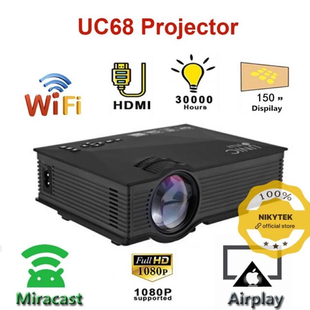 UNIC UC68 Mini Projector มัลติมีเดียโฮมเธียเตอร์ 1800 ลูเมนโปรเจคเตอร์ LED HD1080P ดีกว่า UC46 สนับสนุน Miracast AirPlay