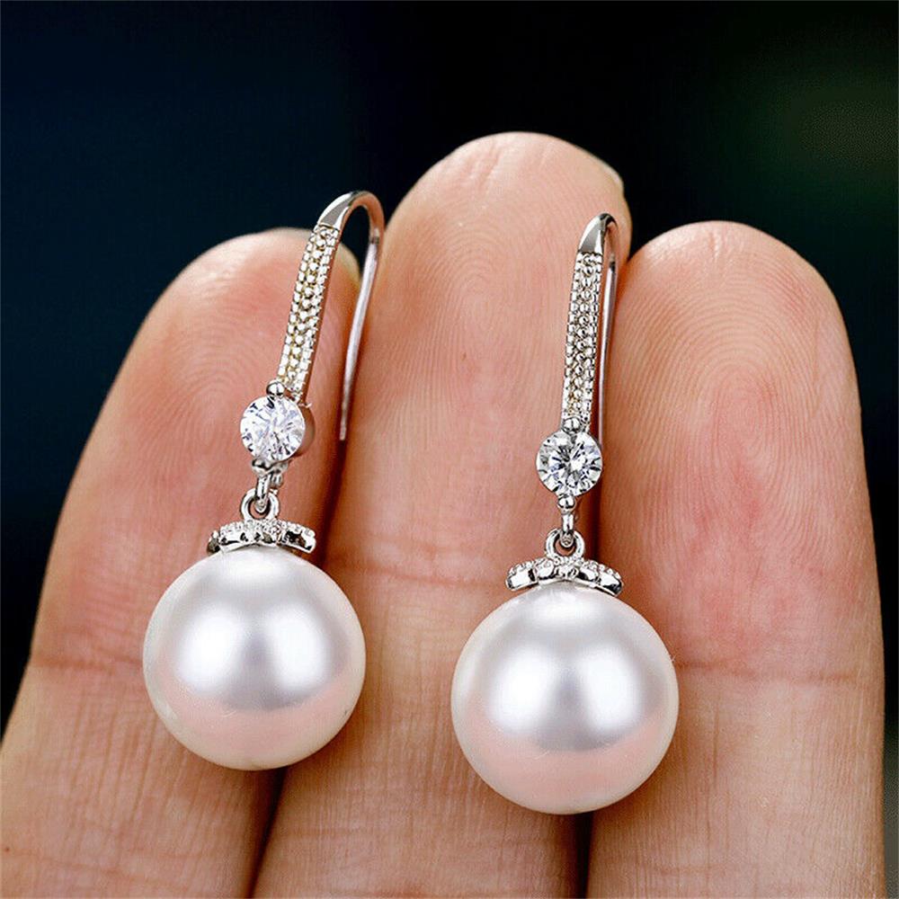 WEEHEJU33 Wedding Jewelry Ear Studs Dangle Stud Earrings Flower Long Tassel Pearl Earrings 925 Silver