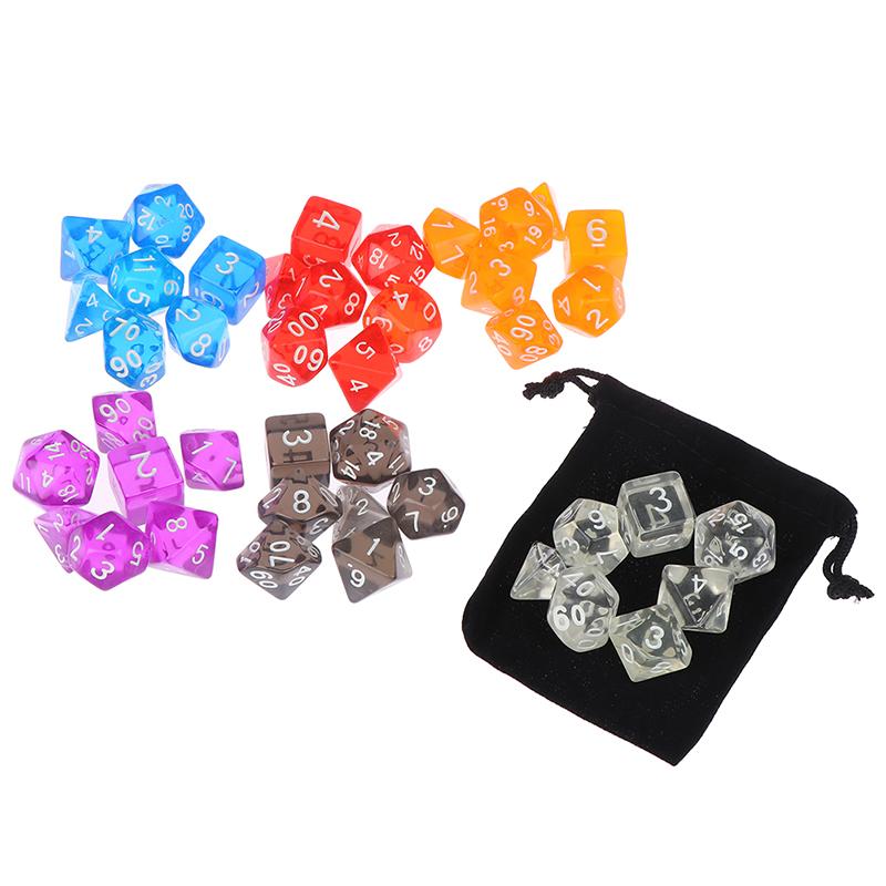 7-teiliges Polyhedral-Würfel-Set 'Cloud Drop' | Durchscheinendes Türkis | Inkl. Samtbeutel | Von Wiz Dice | Für D&D, RPG Und Brettspiele