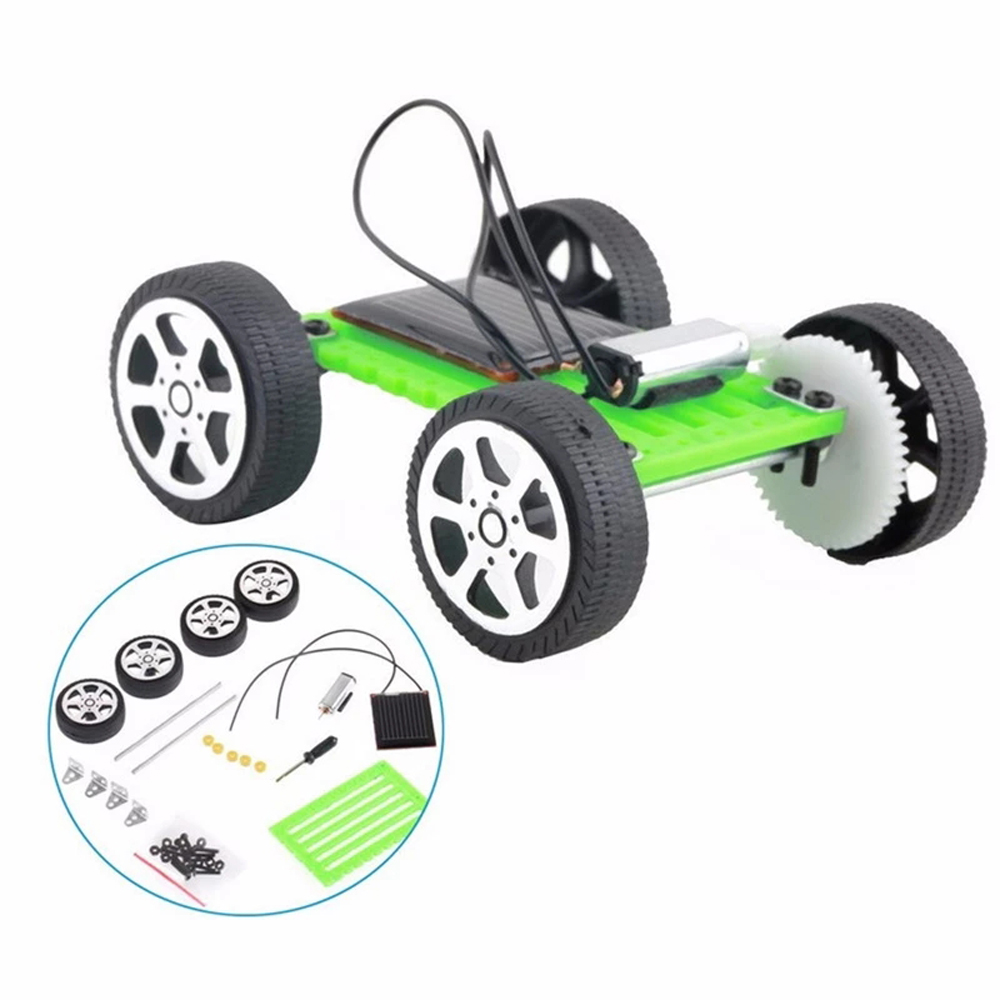 SAMUELU พลาสติกเด็กของเล่นเพื่อการศึกษา Mini Energy ของเล่นขับเคลื่อนพลังงานแสงอาทิตย์ DIY รถประกอบหุ่นยนต์ชุด Solar รถของเล่น