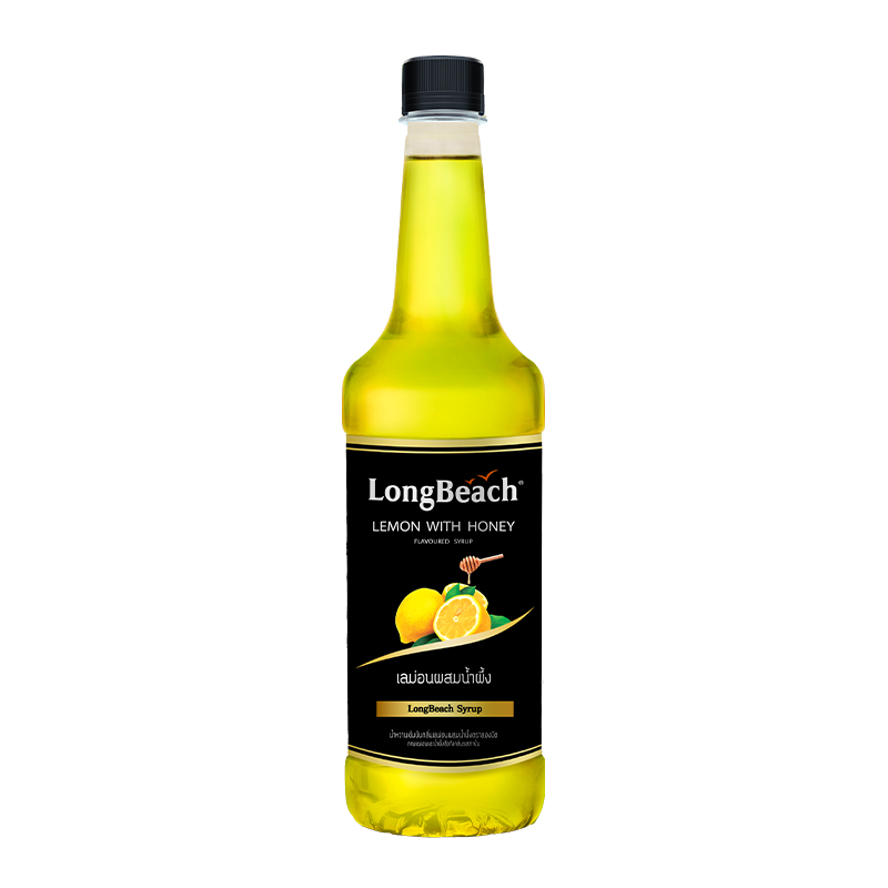 ลองบีชไซรัปเลม่อนผสมน้ำผึ้ง ขนาด 740 มล.  LongBeach  Lemon with Honey Syrup Size 740 ml