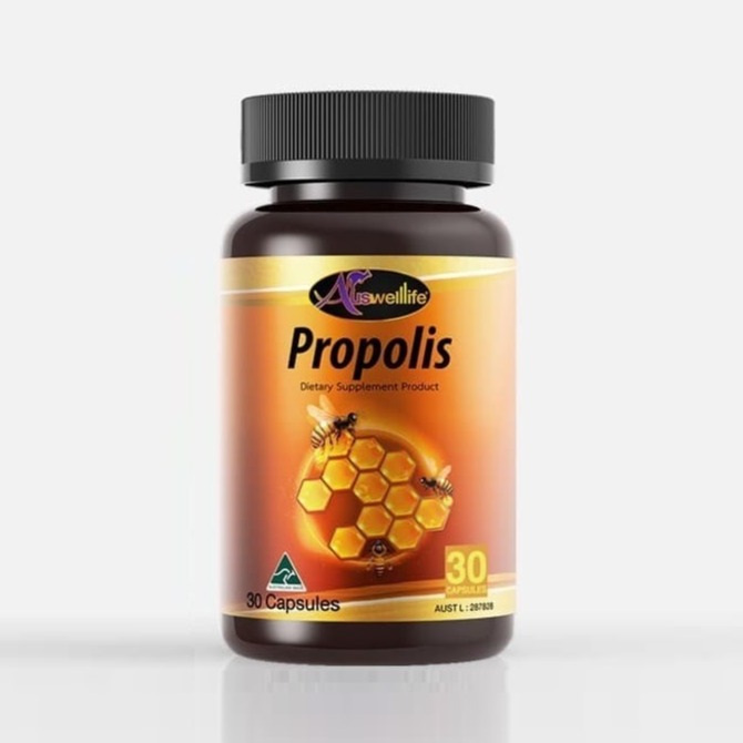 ( ของแท้ 100%) Auswelllife Propolis พรอพอลิส 1000 mg. ( 30 เม็ด 1กระปุก)