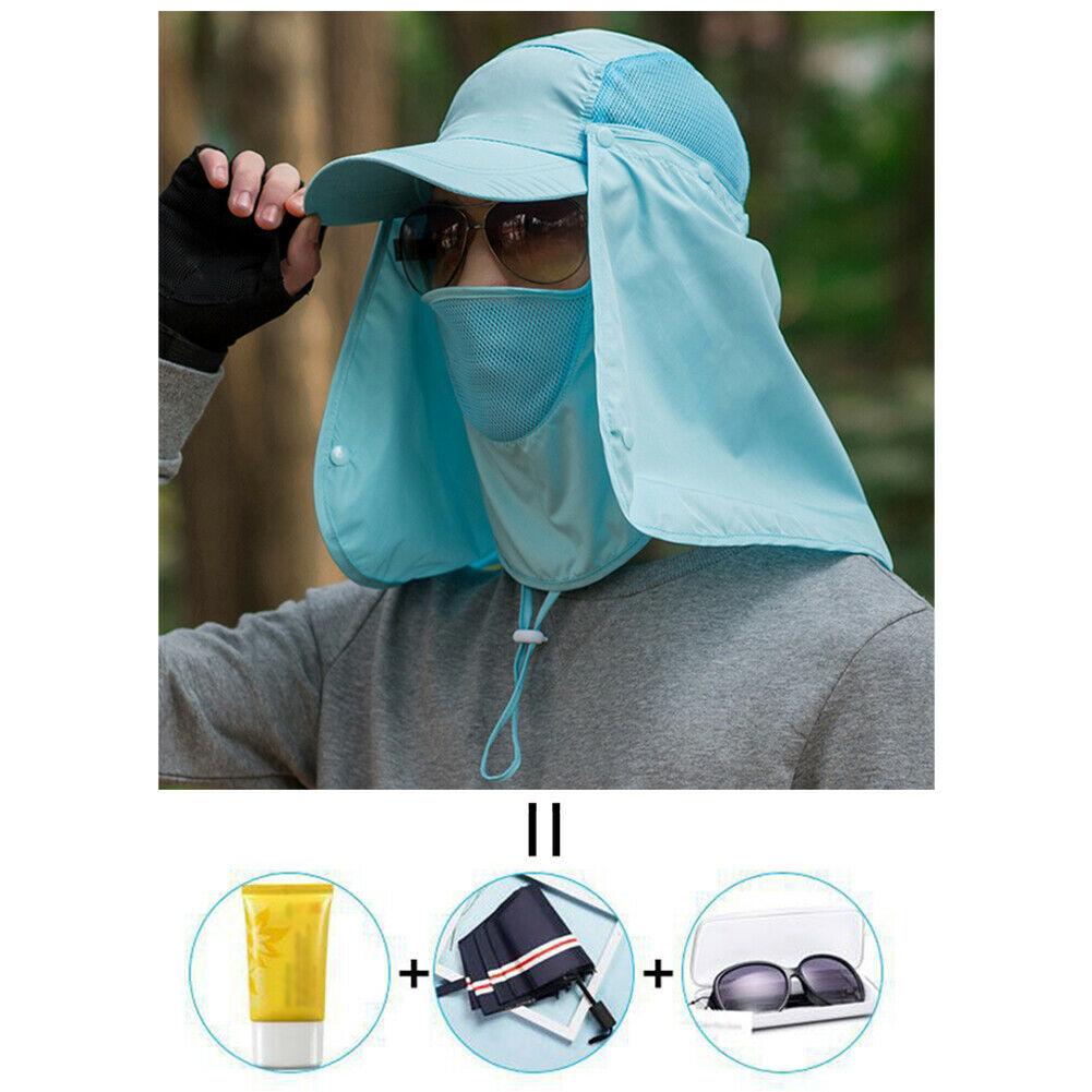 หมวกผ้ากันแดด หน้ากากบังแดดร้อน ระบายอากาศดี ปิดหน้าถีงคอรอบ 360 สามารถถอดที่ปิดหน้าและปีกได้ sunproof cover Cap