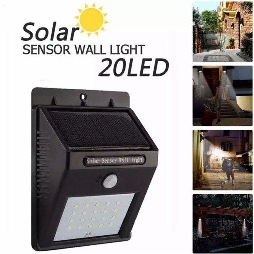 ไฟติดผนัง เซ็นเซอร์ ใช้พลังงานโซล่าเซล รุ่น SolarLight14A 20LED