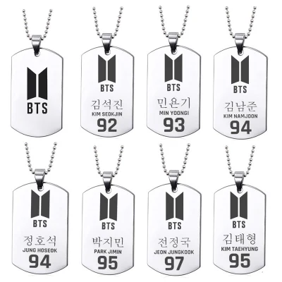 Kpop Jewelry Bangtan Boys Army Tag Necklace Trend 2021 Stainless Steel Unisex Punk Jewelry Fashion Charm Necklace Gift BTS 511