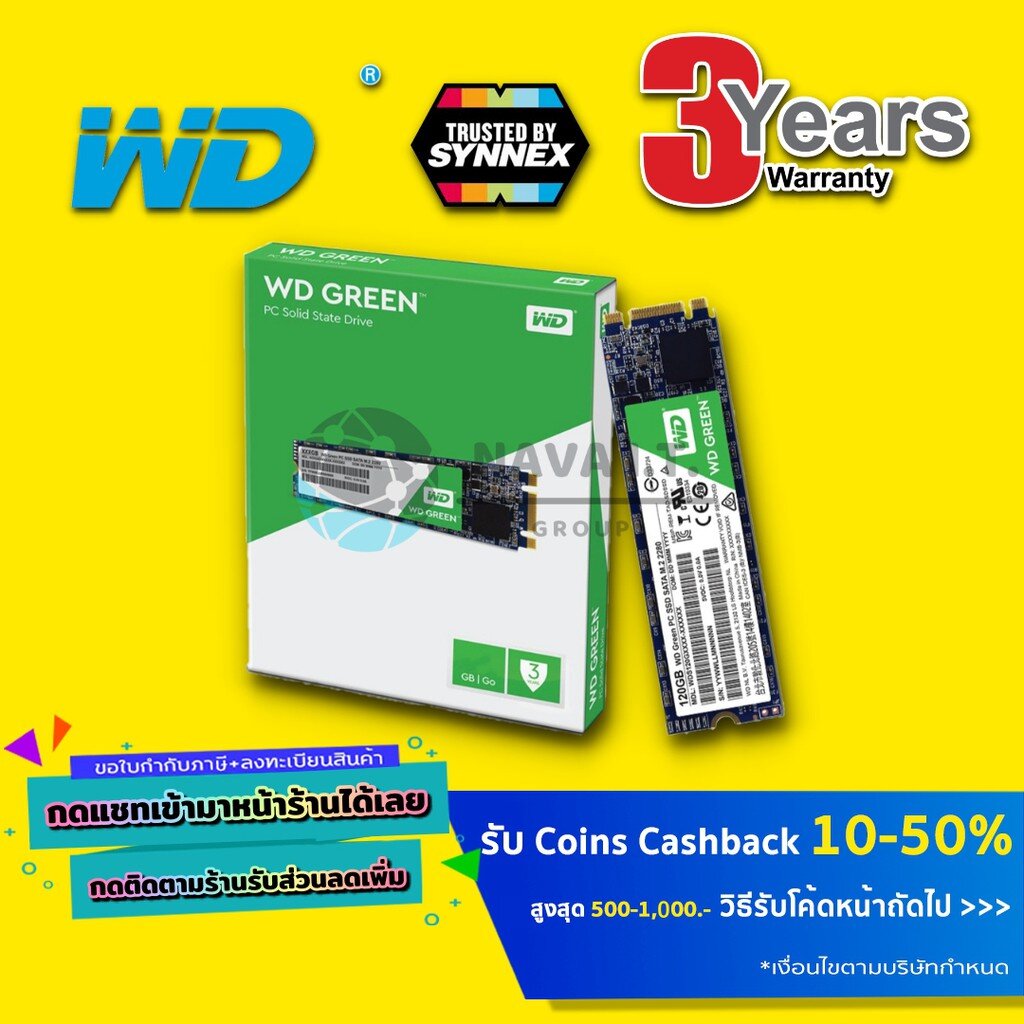 ?FLASH SALE⚡️120 GB M.2/2280 SSD WD GREEN รับประกัน 3 ปี