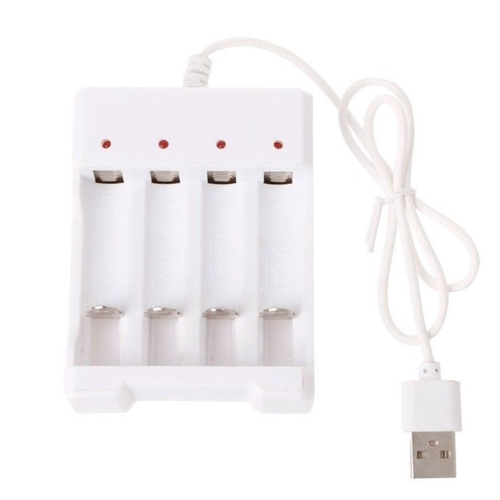 USB 4ช่องแบตเตอรี่ชาร์จเร็ว Charger การป้องกันการลัดวงจรไฟฟ้า AAA และ AA แบตเตอรี่แบบชาร์จไฟได้ Station