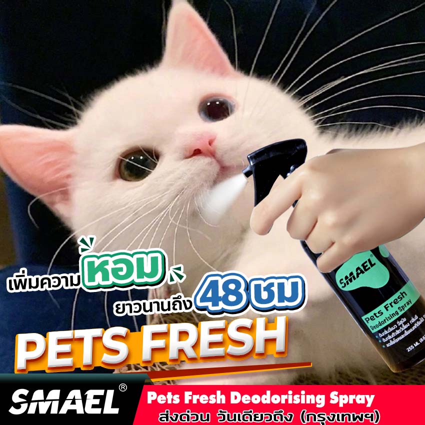 SMAEL 255 ml. สเปรย์ ฆ่าเชื้อแบคทีเรีย ดับกลิ่นฉี่หมาแมวและทำความสะอาด/สเปรย์ดับกลิ่นเหม็นและทำความสะอาดอเนกประสงค์/สเปรย์ดับกลิ่นฉี่บนที่นอนโซฟาและทำความสะอาด/สเปรย์ดับกลิ่นและทำความสะอาดหนัง/สเปรย์ดับกลิ่นและทำความสะอาด สารสกัดจากพืชธรรมชาติ #S001 ^AZ