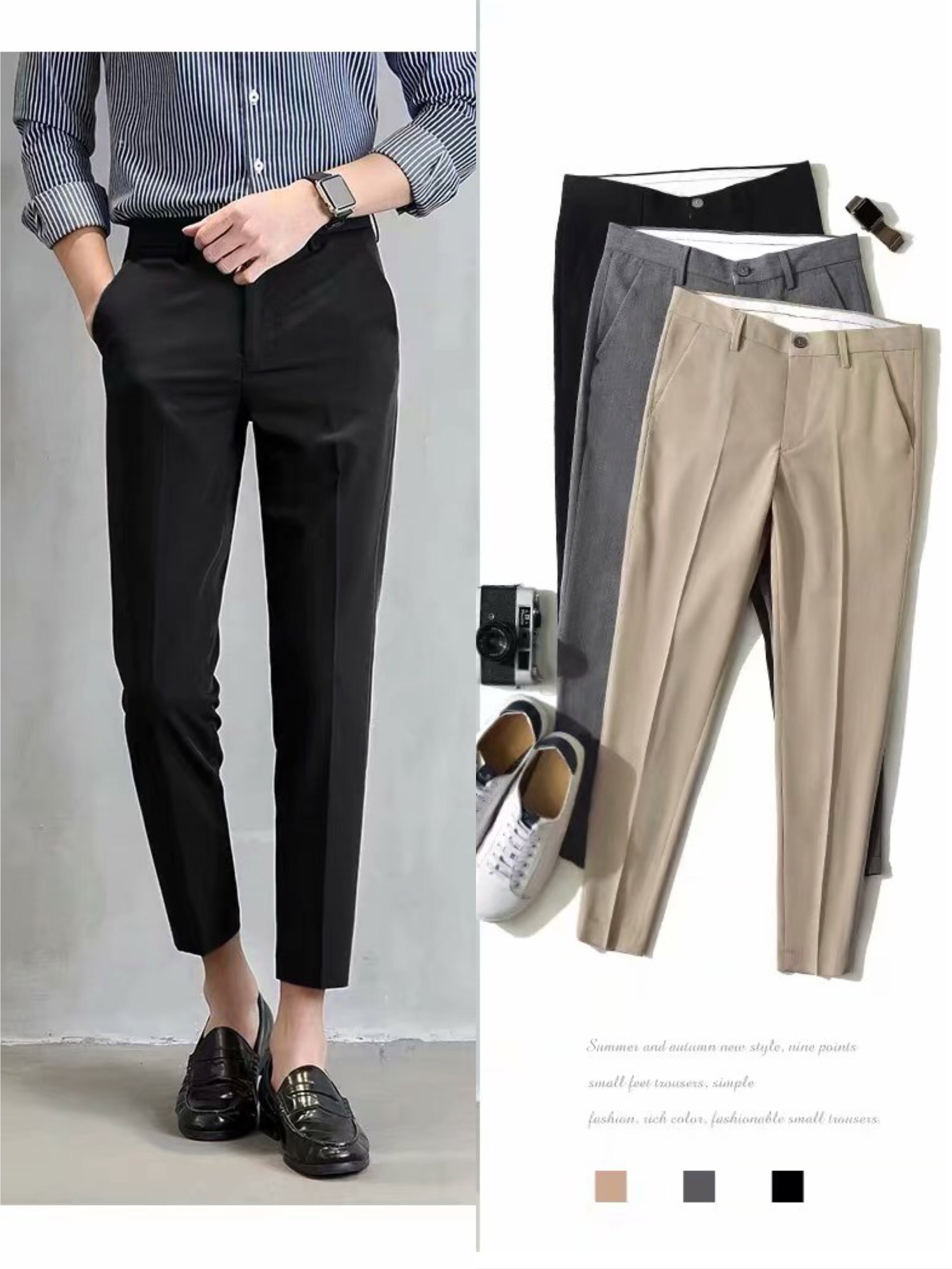 New  Fashion Casual Slacks Cropped Pants X201 กางเกงสแล็คชาย 5ส่วน สไตย์เกาหลี กางเกงขายาวชาย