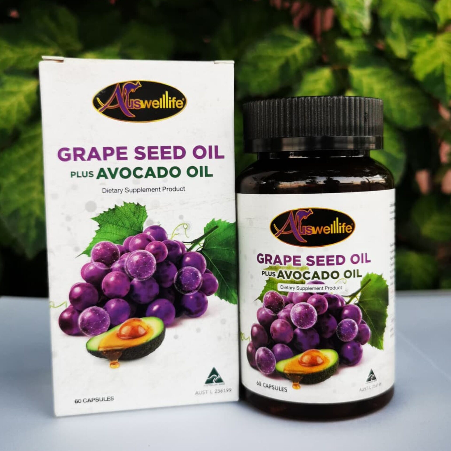 (ส่งฟรี KERRY ของแท้ 100%) Auswelllife Grape Seed 50000 mg. สารสกัดจากเมล็ดองุ่น (บรรจุ 60 แคปซูล ทานได้ 2 เดือน)