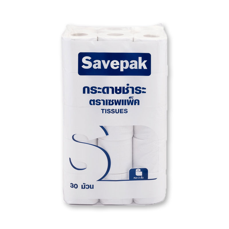 [พร้อมส่ง!!!] เซพแพ็ค กระดาษชำระ แบบหนา 2 ชั้น x 30 ม้วนSavepak Toilet