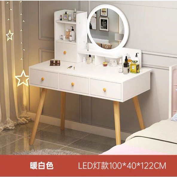 Dressing Table Mirror Led Light Drawer Storage Chair Desk Makeup