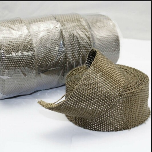 ผ้าพันท่อ ไอเสีย เฮดเดอร์ Big bike รถยนต์ Fiberglass+cabon ( Original )ความกว้าง 2 นิ้ว ยาว 10 เมตร (สีครีม)