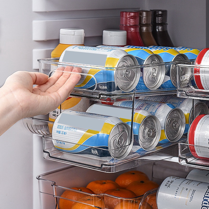 [ในสต็อก] [COD]2 Tier Rolling Refrigerator Organizer Bins Soda Storage ...