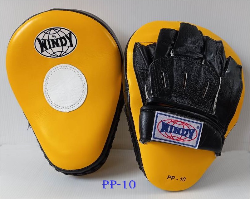 Windy focus mitts Punching PP-10 Yellow Genuine leather for Training Muay Thai MMA K1 เป้ามือวินดี้ แบบโค้ง สีเหลือง หนังแท้ สำหรับเทรนเนอร์ ในการฝึกซ้อมนักมวย