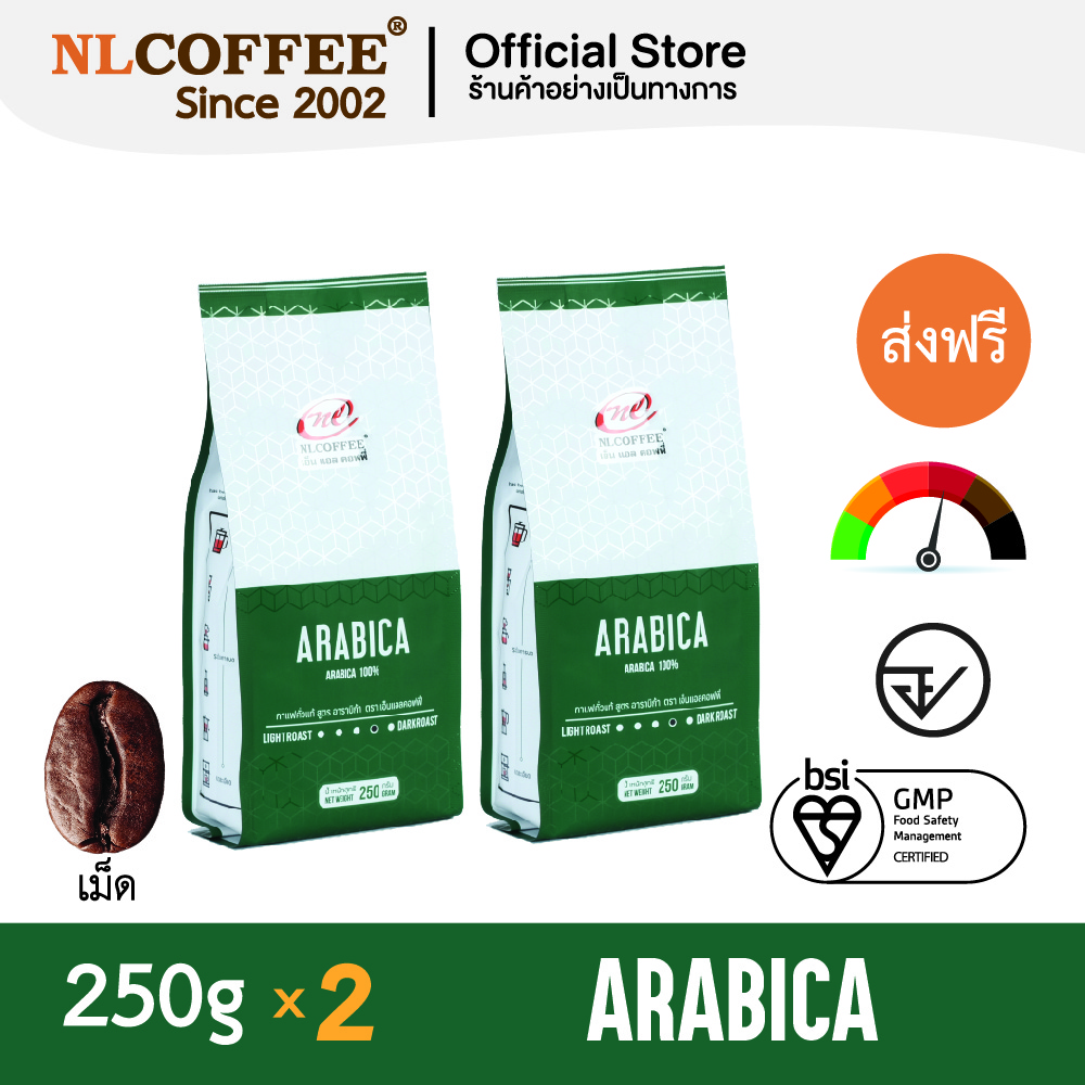เมล็ดกาแฟคั่ว Arabica by NLCOFFEE (250กรัม 2แพ็ค) กาแฟ อาราบิก้า100%
