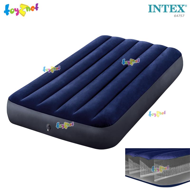 Intex ส่งฟรี ที่นอนเป่าลม 3.5 ฟุต (ทวิน) 0.99x1.91x0.25 ม. ดูรา-บีม ไฟเบอร์-เทค โครงสร้างใหม่ นอนสบายขึ้น สีน้ำเงิน รุ่น 64757