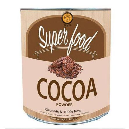 Super Food Cocoa Powder 100% Organic ซุปเปอร์ฟู้ด โกโก้ผง 100g.