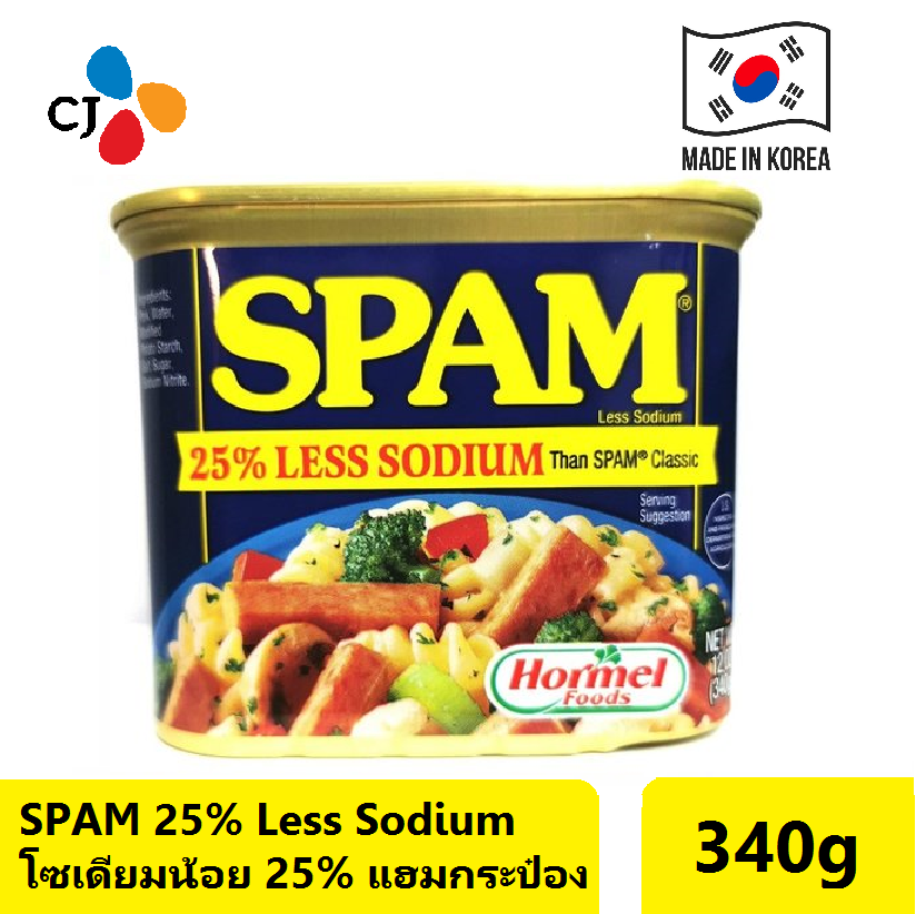 CJ SPAM 25% less sodium โซเดียมน้อย 25% แฮมกระป๋อง 340g