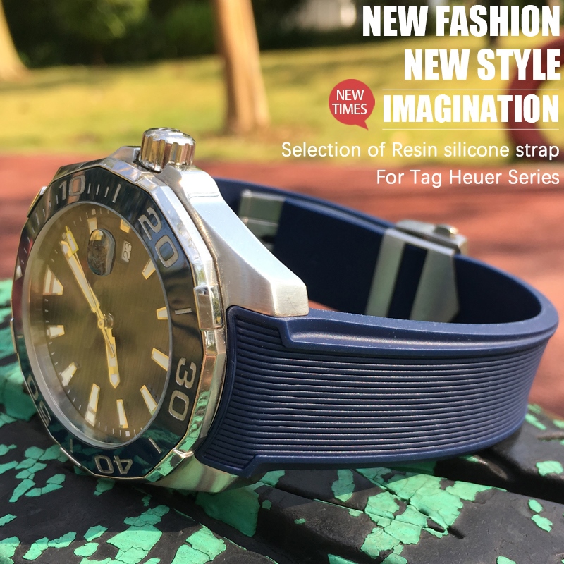 Original high quality 20mm 22mm Rubber Silicone Watchband Black Blue