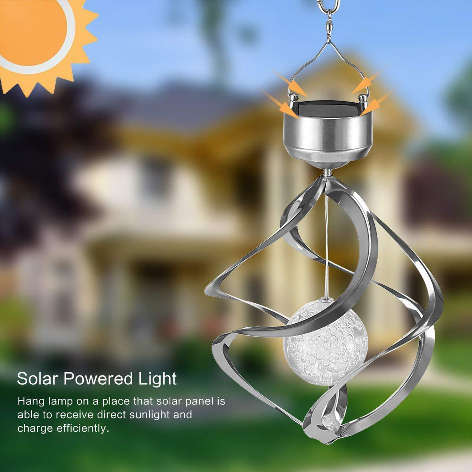 Solar Rotation Light Rotating Wind Chime Solar Lights Spiral Spinner LED Colour Changing ...