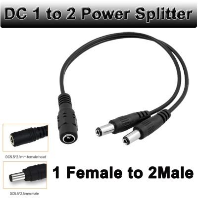 DC Power Cable Jack 1 Female To 2 Male plug Splitter Adapter RGB Controller RGBW Connector Cable For CCTV Camera LED Strip Light