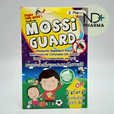 MOSSI GUARD แผ่นแปะ กันยุง ยาวนาน 12 ชม. Mossi Guard มอซซี่การ์ด 1ซอง (2 ชิ้น) สติ๊กเกอร์กันยุง ป้องกันยุงใช้ได้ทุกวัย