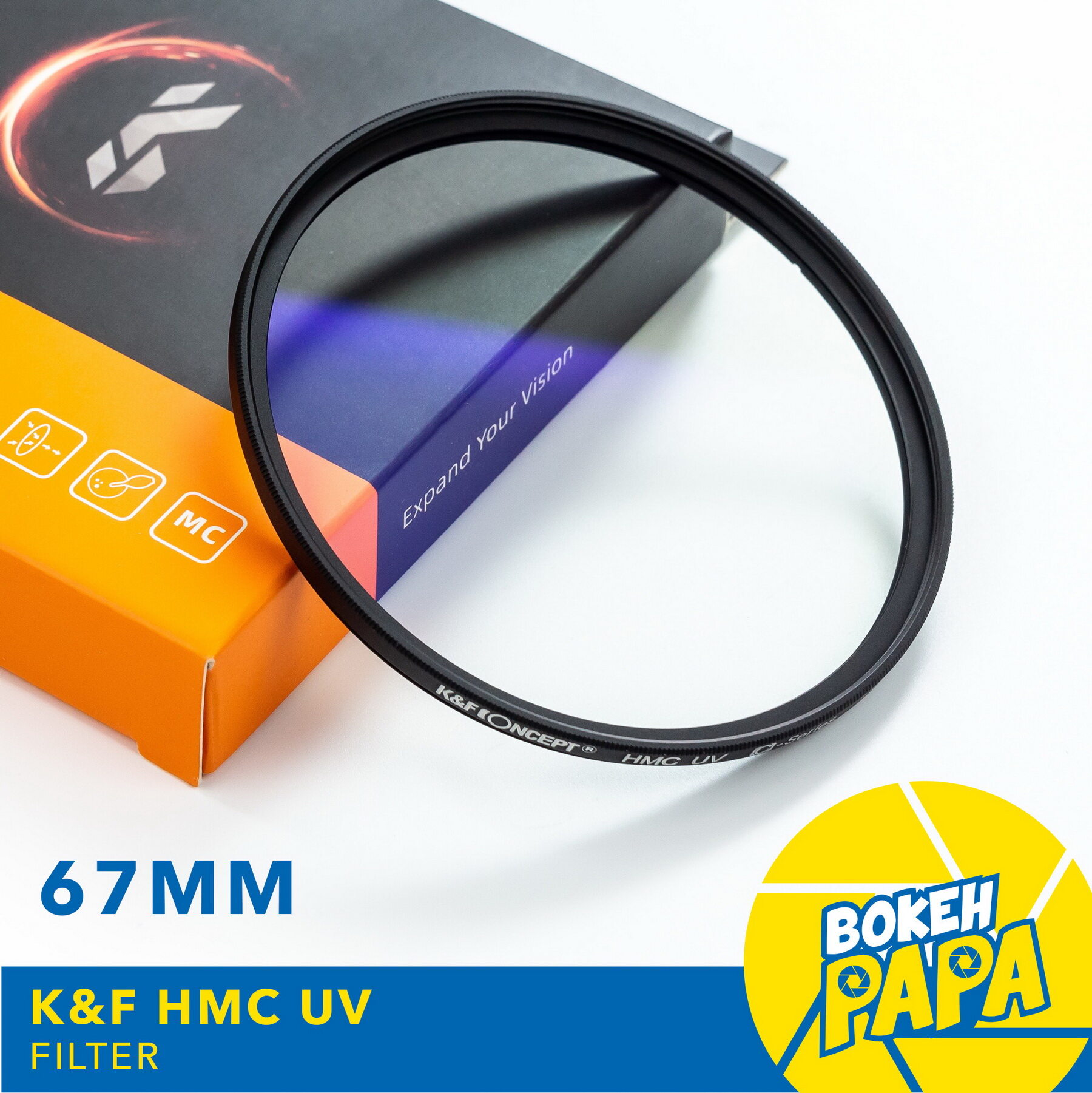 K&F 67mm MC UV Filter ชิ้นแก้ว Japan ( ฟิลเตอร์ ขนาดบางเป็นพิเศษ ) ( 67 mm ) Multi Coated HMC Filter