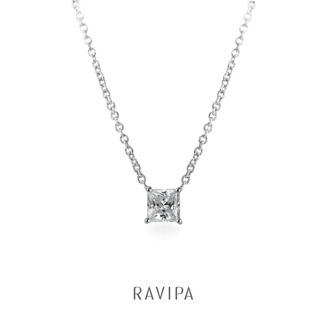 RAVIPA-Princess Diamond Necklace สร้อยคอเพชร สร้อยคอเงิน สร้อยคอเงินแท้ สร้อยคอผู้หญิง ของขวัญวันเกิด ของขวัญแฟน ของขวัญเซอร์ไพส์แฟน