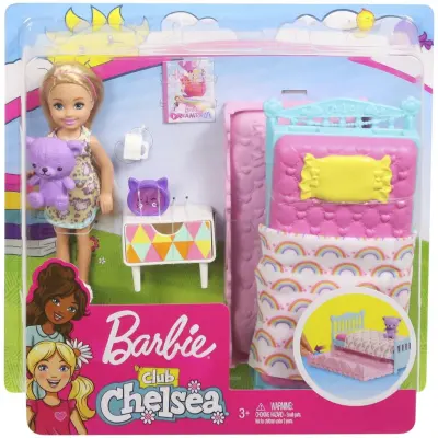Barbie Club Chelsea Bedtime Doll and Bedroom Playset Nacw ตุ๊กตา บาร์บี้ เชลซี ของแท้