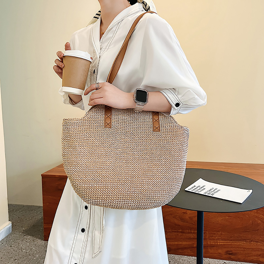 Handmade Woven Shoulder Bag Boho Summer Vacation Tote Straw Beach ...