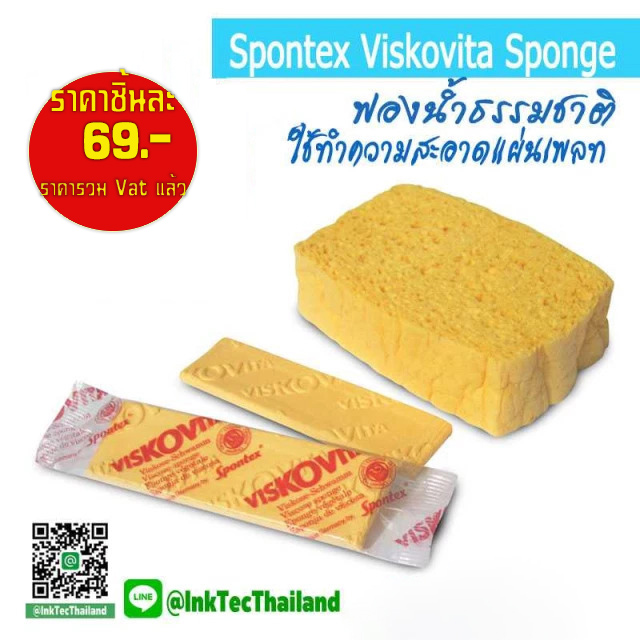 ฟองน้ำเช็ดหมึก ฟองน้ำทำความสะอาดเพลท ฟองน้ำเช็ดเพลท Spontex Viskovita Sponge ฟองน้ำธรรมชาติ