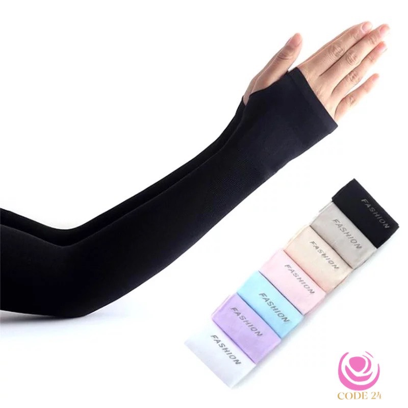 ปลอกแขน ปลอกแขนกันแดด แขนเสื้อ กันแดด กันแสง UV แบบสวมนิ้ว Cooling Ice Silk Sunscreen Sleeves Korean Sports Arm Cover