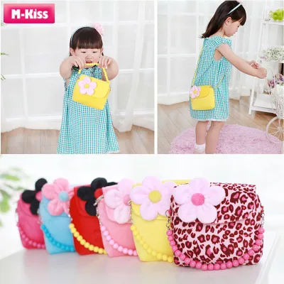 M-Kiss Fashion Kids Baby Girls Purses Princess Handbag Cute Pearl Flowers Shoulder Mini Bags