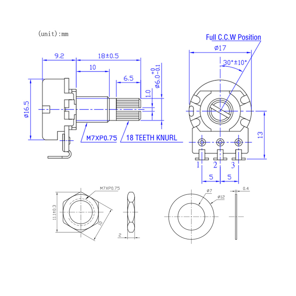 Baoblade Núm Điều Chỉnh Âm Lượng Chiết Áp Đàn Guitar A500K B500K Bộ Phụ Kiện
