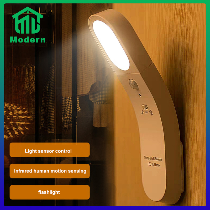 Modern Motion Sensor Night Light PIR Intelligent LED Induction Light LED Night Lamp USB Charging Light for Bedroom / Cabinet / Toilet Lighting / Corridor