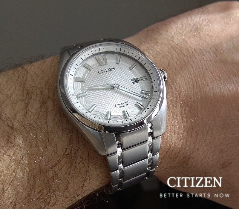 CITIZEN  นาฬิกาข้อมือผู้ชาย Eco-Drive  AW1241-54A Super-Titanium Men's Watch