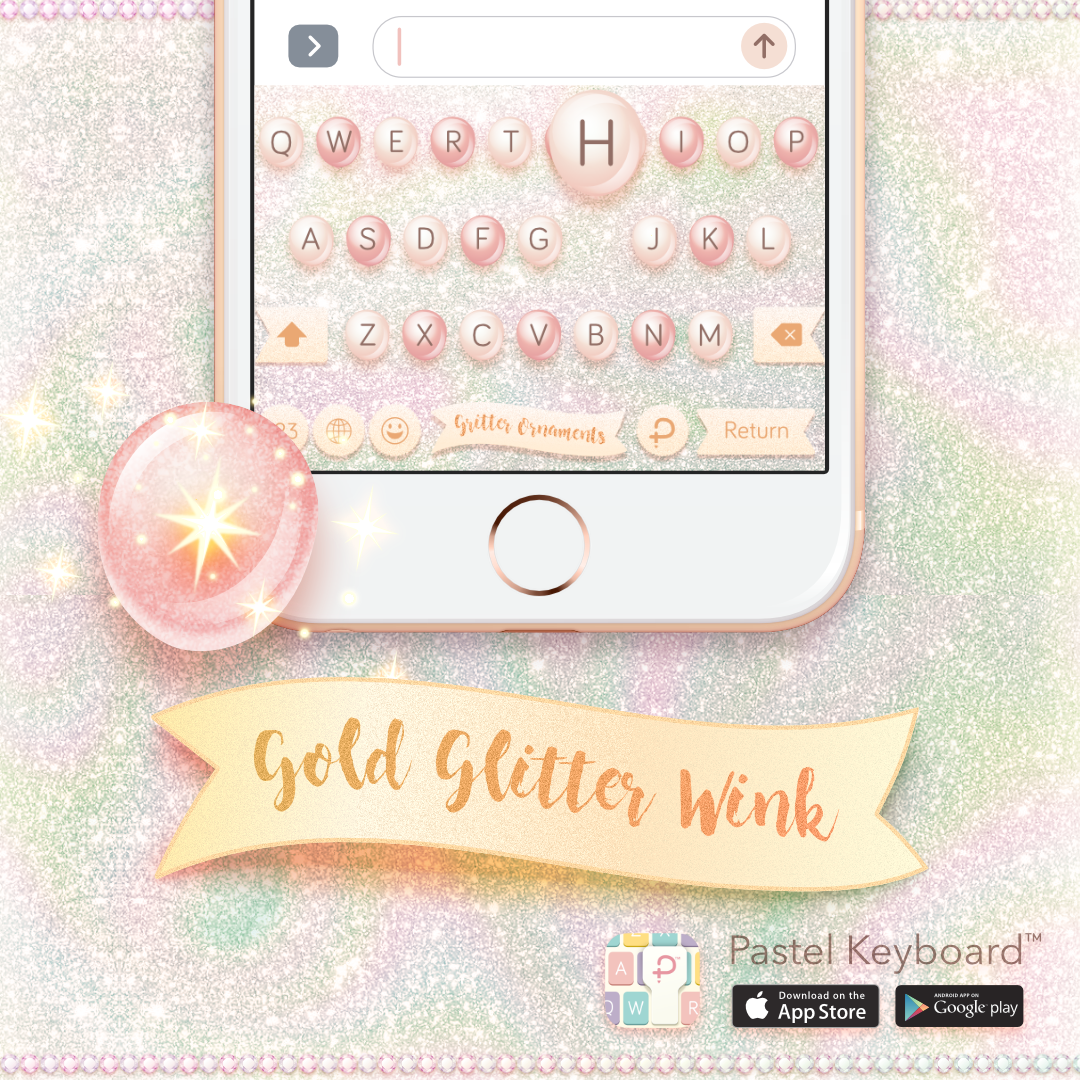 Gold Glitter Wink Keyboard Theme⎮(E-Voucher) for Pastel Keyboard App