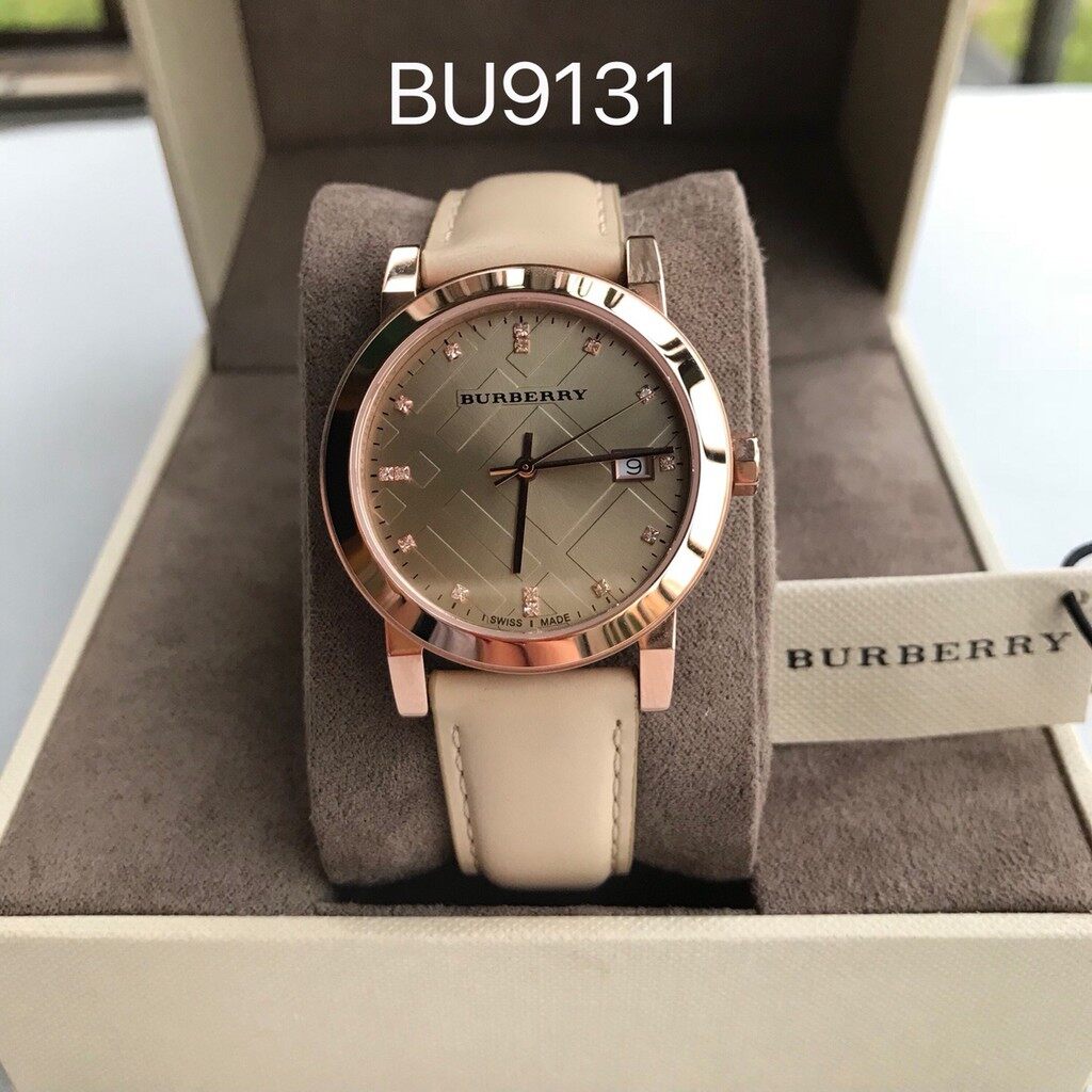 พร้อมสต็อก ！นาฬิกาผู้หญิง classic Burberry watch BU9131 diamond -34mm ของแท้นำเข้า% classic watch
