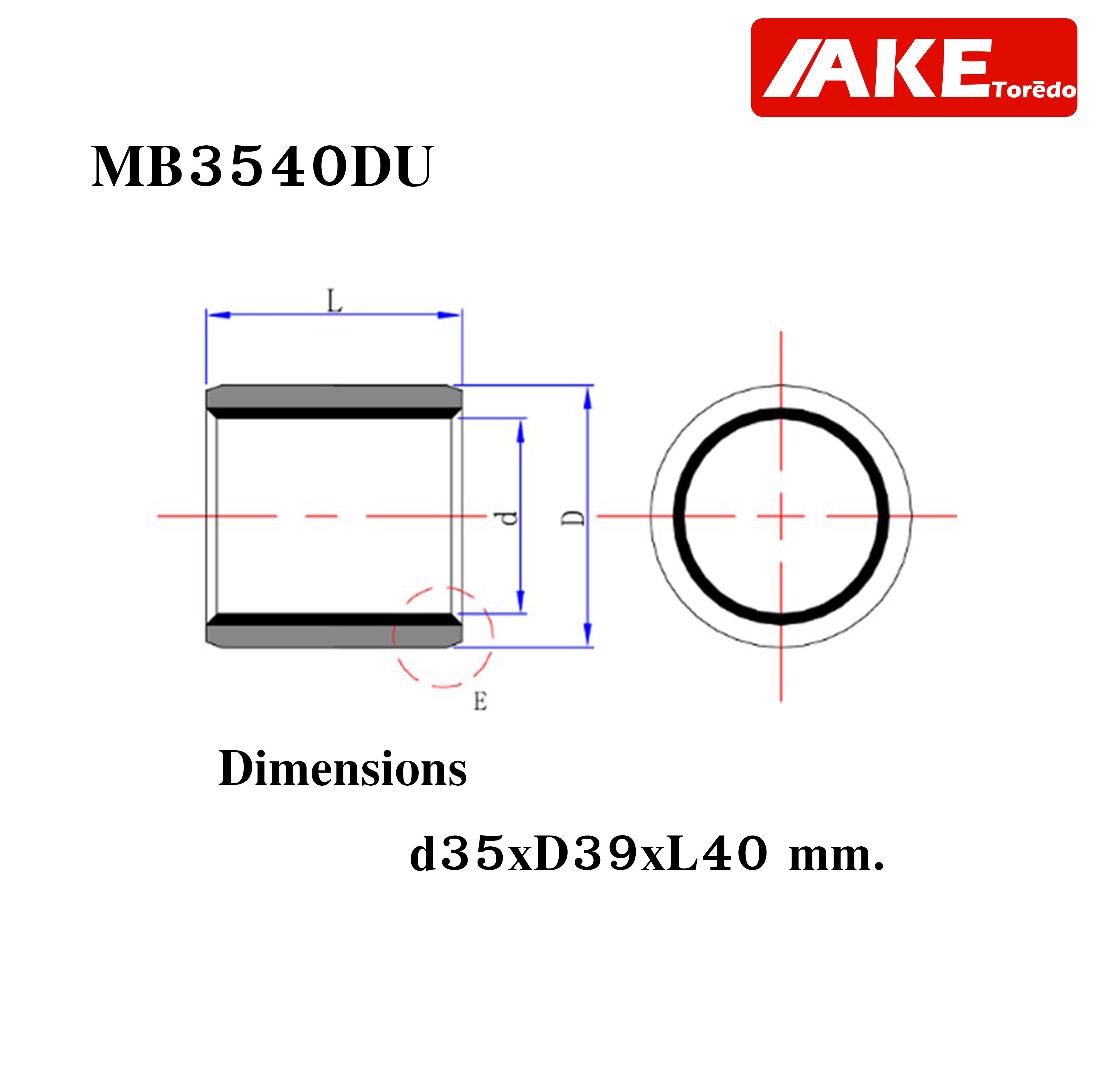 MB3540DU K5B3540 Pain Bearing Bushing บุชโลหะผ่าด้านในเคลือบเทฟล่อน MB