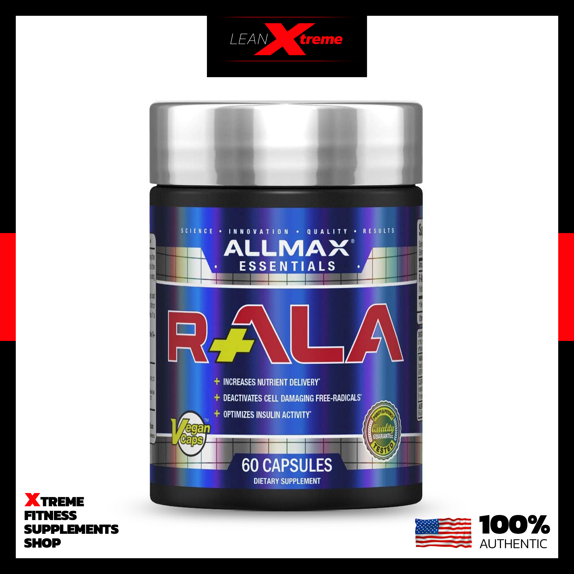 ALLMAX Nutrition R+ALA, RAlpha Lipoic Acid, 60 Capsules, promotes