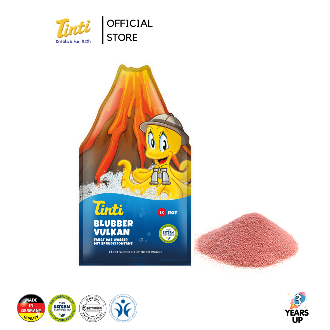TINTI® บับเบิ้ลภูเขาไฟ พ่นฟองเปลี่ยนสีน้ำ ปลอดสารพิษ ผลิตที่เยอรมนี Bubble Volcano เกลืออาบน้ำ สบู่เด็ก ของเล่นเด็กในน้ำ อ่างอาบน้ำเด็ก สบู่สี