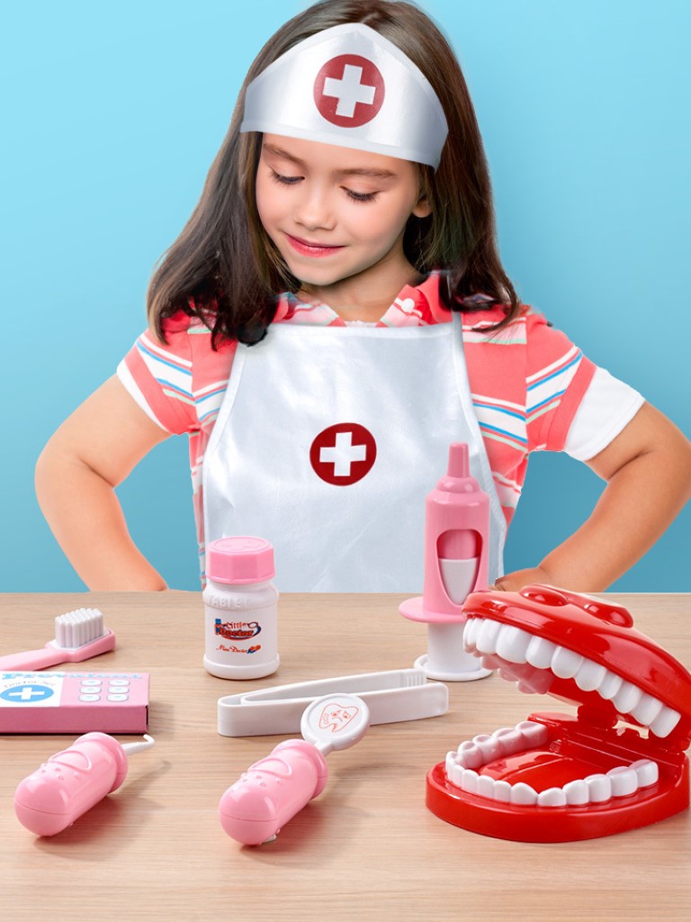 ของเล่นเด็กชุดหมอ เครื่องมือของเล่นบ้านจำลอง Pretend ชุดเครื่องมือทันตแพทย์ ของเล่นเสริมทักษะสำหรับเด็ก