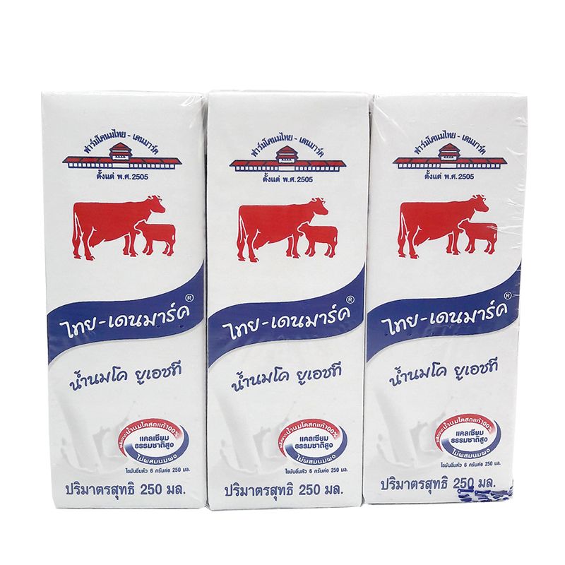 ไทย-เดนมาร์ค นมยูเอชที รสจืด 250 มล. x 36 กล่อง/Thai-Danish UHT milk plain flavor 250ml x 36 boxes