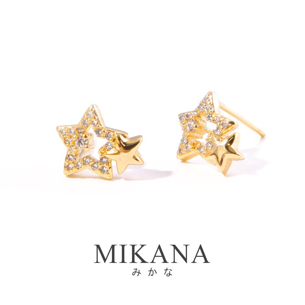 mikana ต่างหูทอง 18k ต่างหูเรียบง่ายต่างหูเพชรรูปดาว 426e